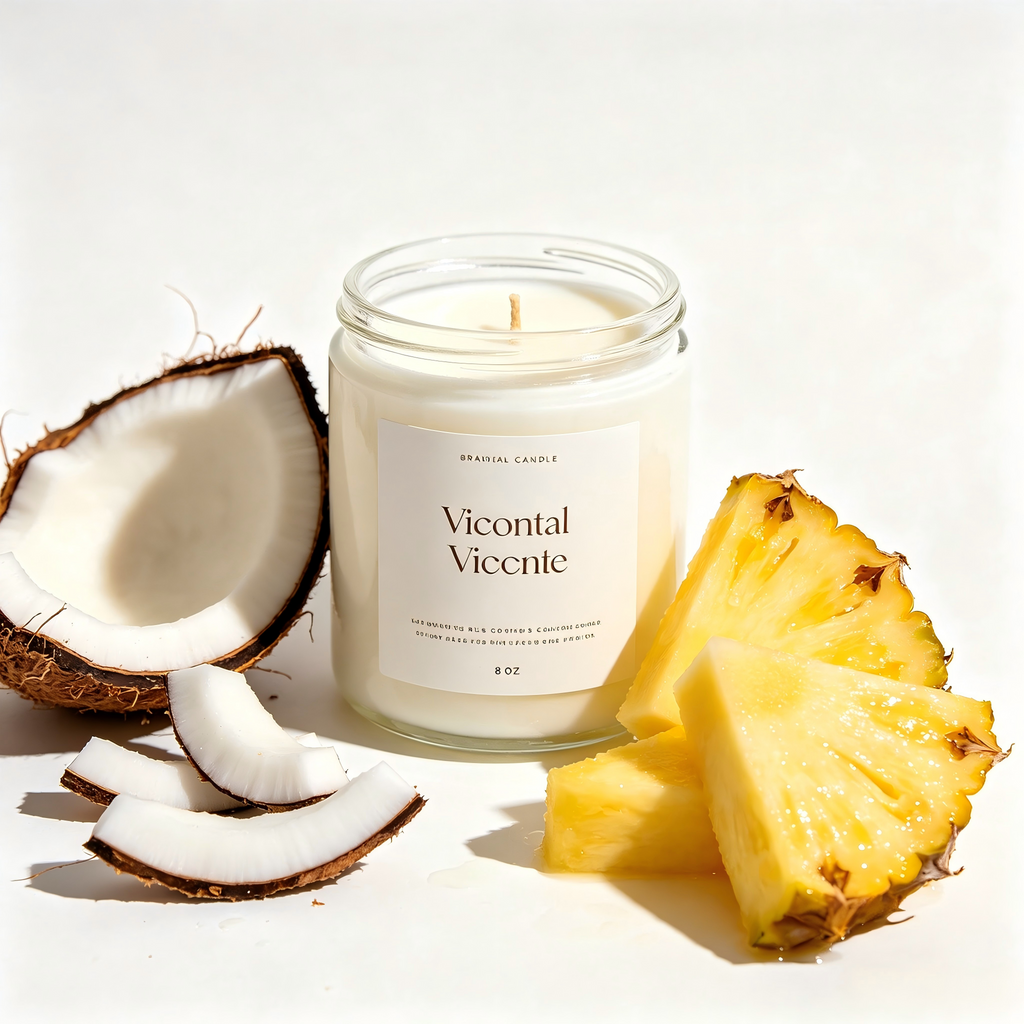 AromaGlow Coconut Pineapple Soy Candle 8oz Tropical Summer Vibe